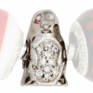 Bead "Pinguin" 925 Silber mit Zirkonia weiß