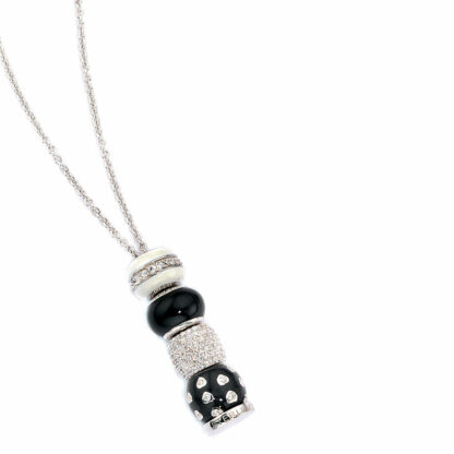 Bead schwarz 925 Silber mit Zirkonia weiß – Bild 2