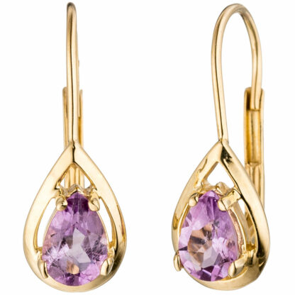 Boutons 333 Gelbgold mit Amethyst 15,5 mm