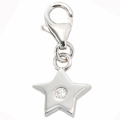 Charm "Stern" 925 Silber mit Zirkonia weiß