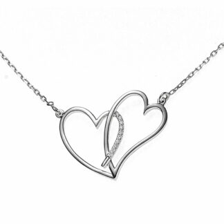 Collier "Doppelherz" 925 Silber mit Zirkonia weiß