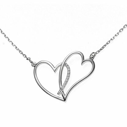 Collier "Doppelherz" 925 Silber mit Zirkonia weiß