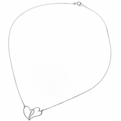 Collier "Doppelherz" 925 Silber mit Zirkonia weiß – Bild 2