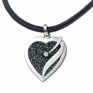 Collier "Herz" Edelstahl und Leder SWAROVSKI ELEMENTS