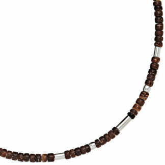 Collier Kokos mit Edelstahl 45 cm