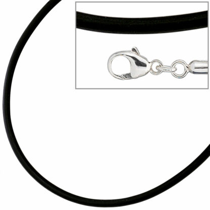 Kautschuk-Band schwarz 925 Silber 38 cm 2 mm – Bild 3