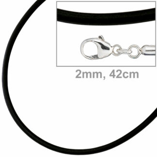 Kautschuk-Band schwarz 925 Silber 42 cm 2 mm