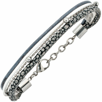 Lederarmband grau mit Edelstahl