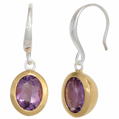 Ohrhaken 925 Silber/teilvergoldet mit Amethyst