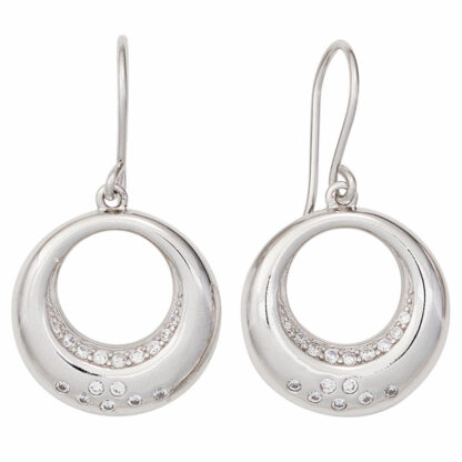 Ohrhaken 925 Silber mit Zirkonia rund