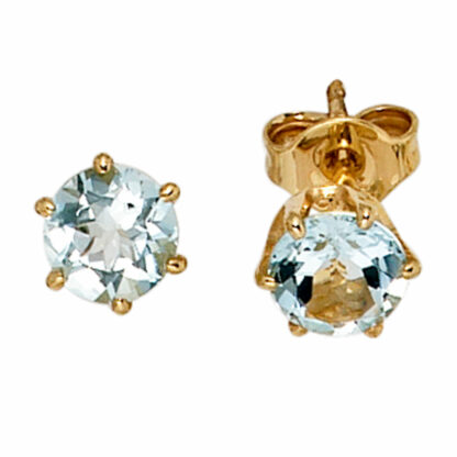 Ohrstecker 585 Gelbgold mit Aquamarinen