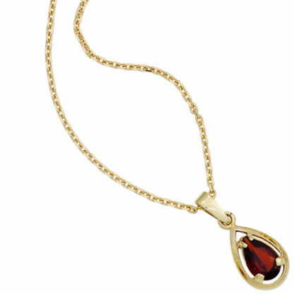 Anhänger 333 Gelbgold mit Granat – Bild 2