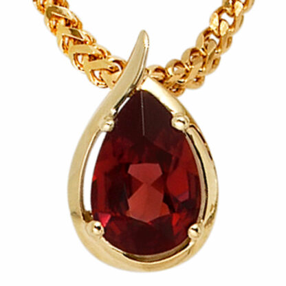 Anhänger 585 Gelbgold mit Granat Tropfen