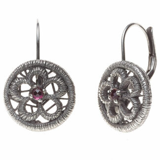 Boutons "Blumen" 925 Silber mit Granat rot