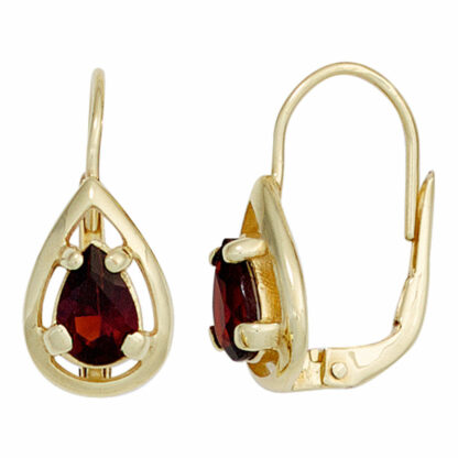 Boutons 333 Gelbgold mit Granat Tropfen