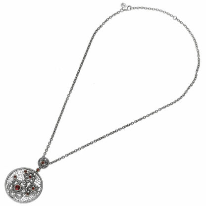 Collier "Blumen" 925 Silber mit Granat rot – Bild 2