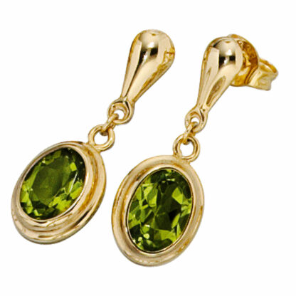Ohrhänger 585 Gelbgold mit Peridoten oval