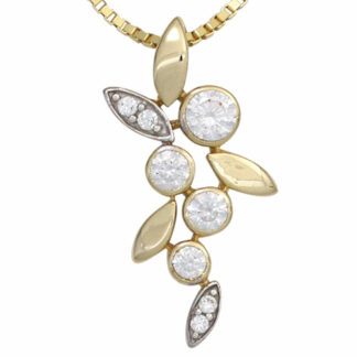 Anhänger 333 Gelbgold mit Zirkonia weiß Florales Design