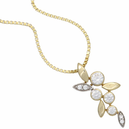 Anhänger 333 Gelbgold mit Zirkonia weiß Florales Design – Bild 2