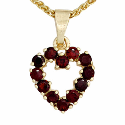 Anhänger "Rotes Herz" 375 Gelbgold mit Granat