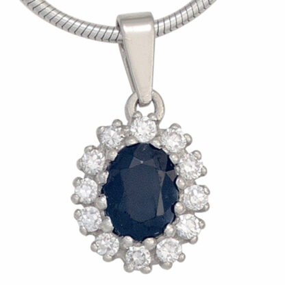Anhänger 925 Silber mit Blue Saphir und Zirkonia weiß