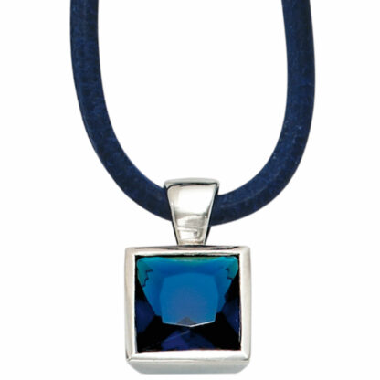 Anhänger 925 Silber mit Zirkonia blau quadratisch – Bild 3