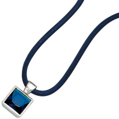 Anhänger 925 Silber mit Zirkonia blau quadratisch – Bild 2