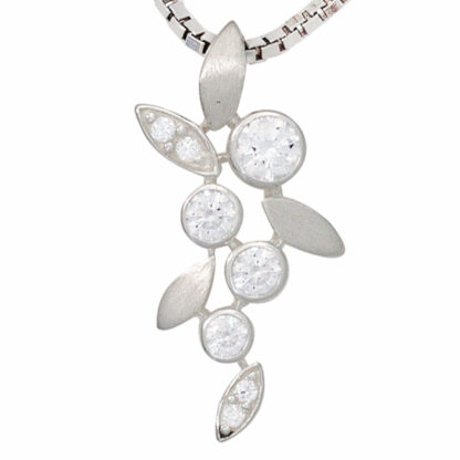 Anhänger 925 Silber mit Zirkonia weiß Florales Design