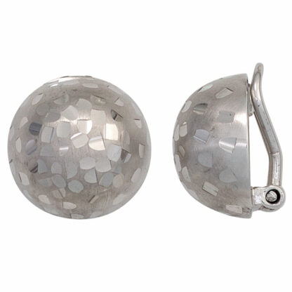 Ohrclips 925 Silber Stanzoptik rund