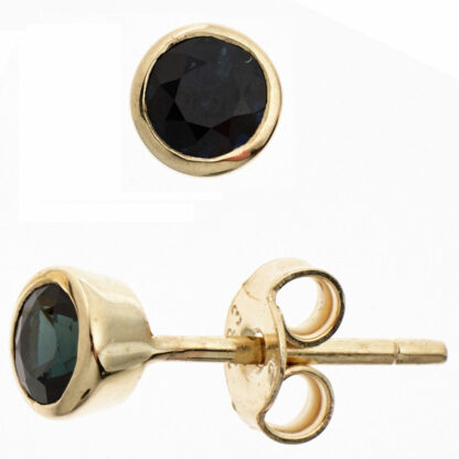 Ohrstecker 333 Gelbgold mit Blue Saphir