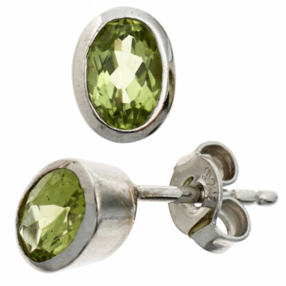 Ohrstecker 925 Silber mit Peridoten oval