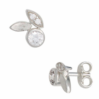 Ohrstecker 925 Silber mit Zirkonia weiß Florales Design
