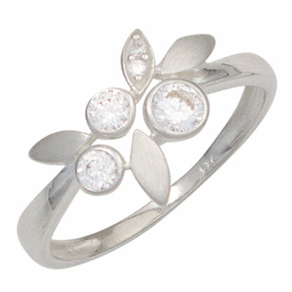 Ring 925 Silber mit Zirkonia weiß Florales Design