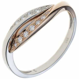 Ring 333 Weiß-/Rotgold mit Zirkonia weiß