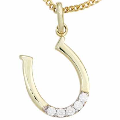 Anhänger "Hufeisen" 333 Gelbgold mit Zirkonia weiß