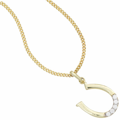 Anhänger "Hufeisen" 333 Gelbgold mit Zirkonia weiß – Bild 2