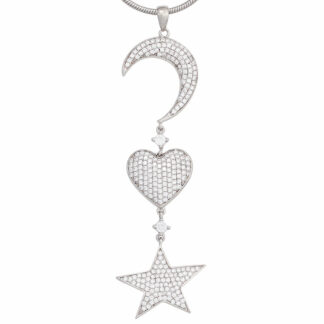 Anhänger "Mond, Herz, Stern"  925 Silber mit Zirkonia