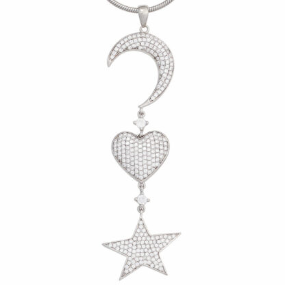 Anhänger "Mond, Herz, Stern"  925 Silber mit Zirkonia