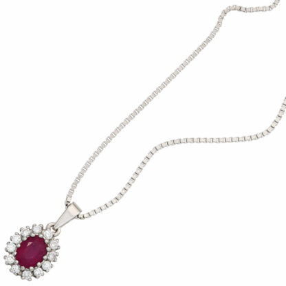 Anhänger 925 Silber mit Rubin und 12 Zirkonia weiß – Bild 2