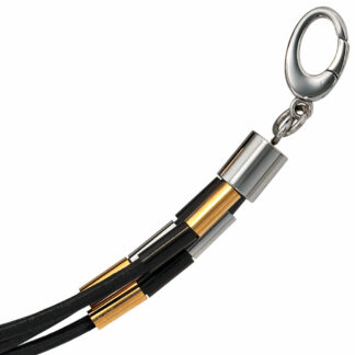 Armband Leder schwarz mit Edelstahl/teilvergoldet