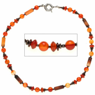 Collier Naturedelsteine rot, orange, braun