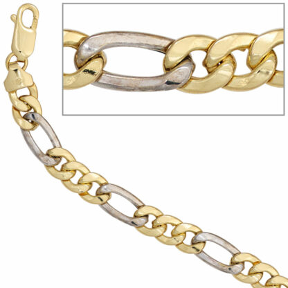 Figaro-Armband 333 Gelb-/Weißgold 21 cm 5,7 mm