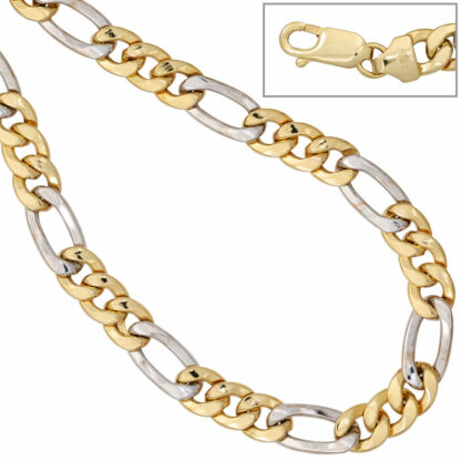 Figaro-Armband 333 Gelb-/Weißgold 21 cm 5,7 mm – Bild 4