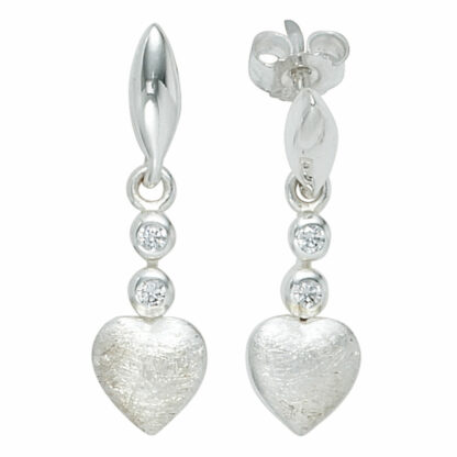 Ohrhänger "Herz" eismatt 925 Silber mit Zirkonia