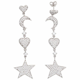 Ohrhänger "Mond, Herz, Stern" 925 Silber mit Zirkonia