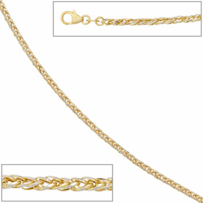 Zopfkette 585 Gelb-/Weißgold 45 cm
