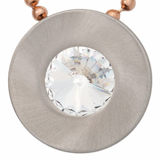 Anhänger Edelstahl rund mit SWAROVSKI ELEMENT weiß
