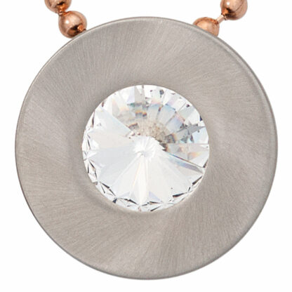 Anhänger Edelstahl rund mit SWAROVSKI ELEMENT weiß