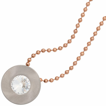 Anhänger Edelstahl rund mit SWAROVSKI ELEMENT weiß – Bild 2