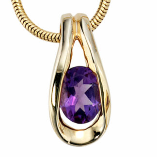 Anhänger 333 Gelbgold mit Amethyst violett oval